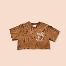 Load image into Gallery viewer, bleached short sleeve crop t-shirt with the face print in whIte