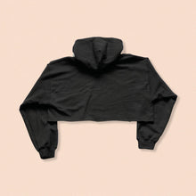 Load image into Gallery viewer, black crop hoody with the face print in white
