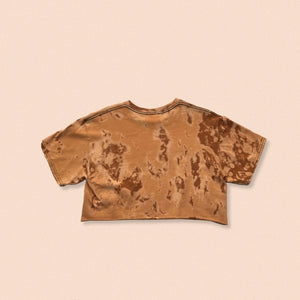 bleached short sleeve crop t-shirt with the face print in whIte