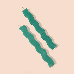 wavy candle in mint green