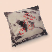 Load image into Gallery viewer, cherry cushion cover in bleached cotton
