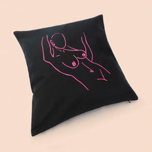 Load image into Gallery viewer, nude cushion cover in black cotton
