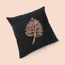 Load image into Gallery viewer, leaves cushion cover in black cotton
