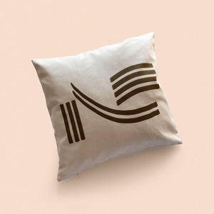 brown abstract lines cushion cover
