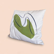 Load image into Gallery viewer, green shape and line cushion cover
