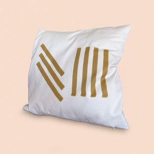 mustard abstract lines cushion cover