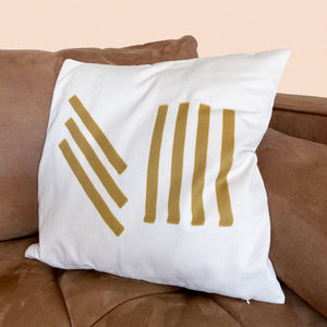 mustard abstract lines cushion cover