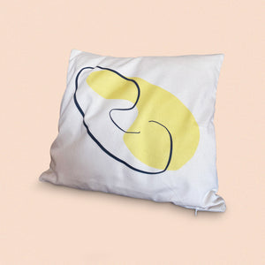 yellow shape and line cushion cover