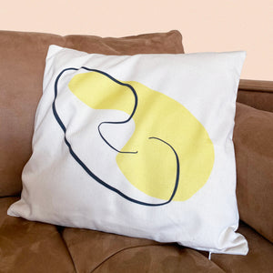 yellow shape and line cushion cover