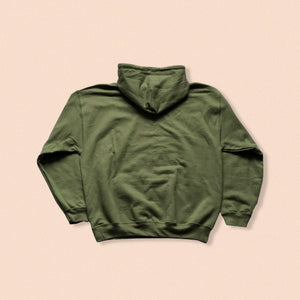khaki hoody with the face print in white