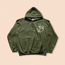 Load image into Gallery viewer, khaki hoody with the face print in white
