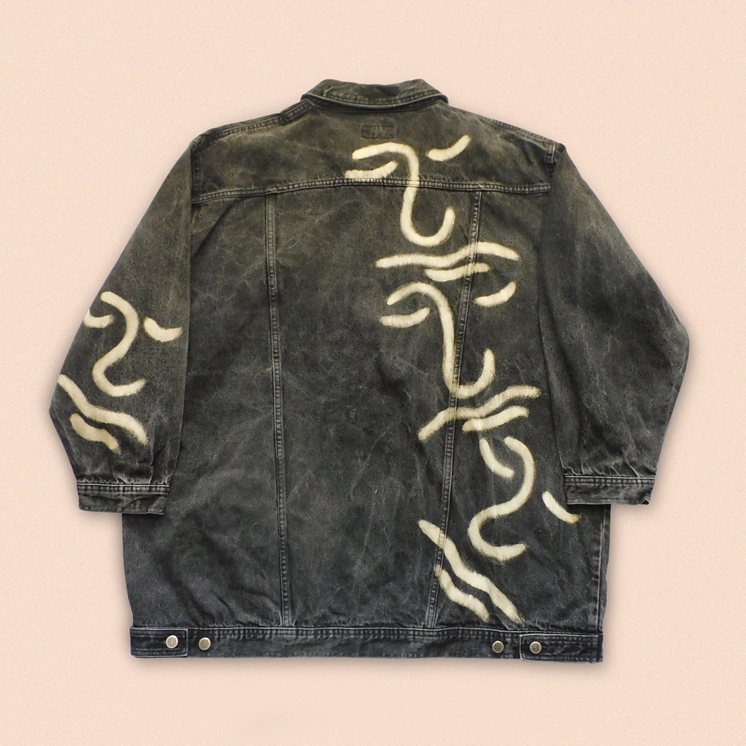 bleach painted denim jacket size XXL