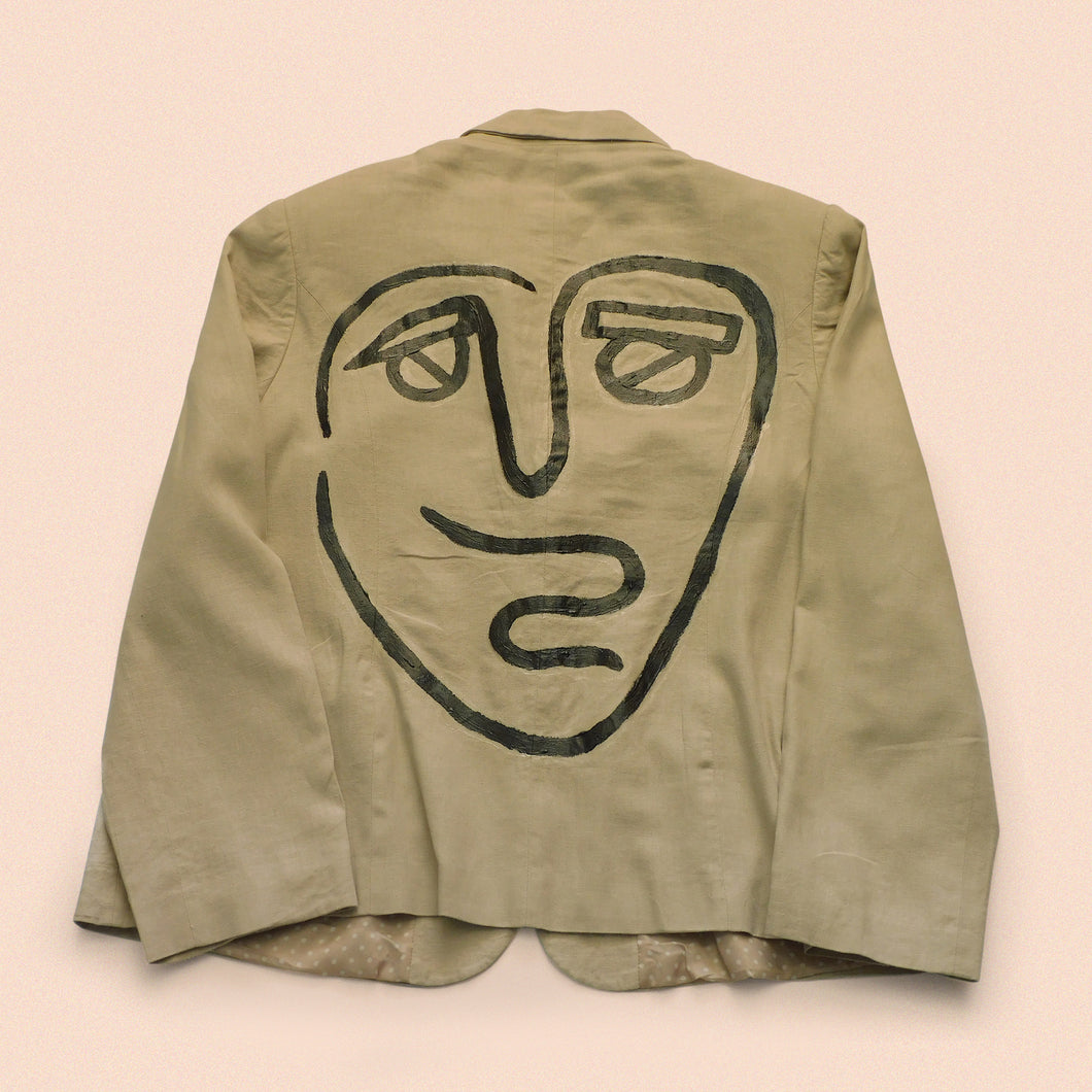 hand painted linen jacket size XL