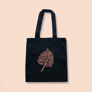 leaves print tote bag
