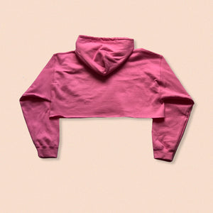 pink crop hoody with nude woman print in red