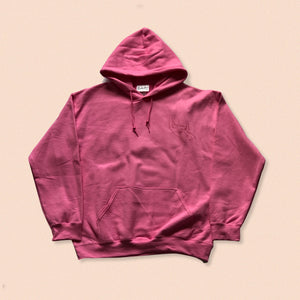 pink hoody with nude woman print in red