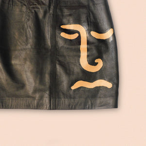 hand painted leather skirt 32"