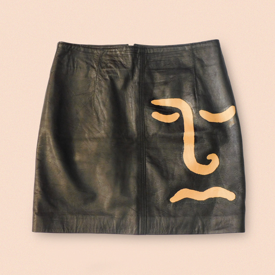 hand painted leather skirt 32