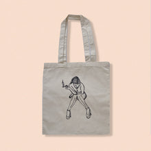 Load image into Gallery viewer, smoking woman print tote bag
