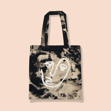Load image into Gallery viewer, face print bleached tote bag
