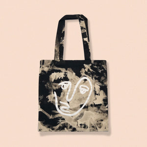 face print bleached tote bag