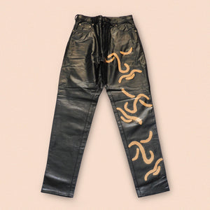 hand painted leather trousers W29" L30.5"