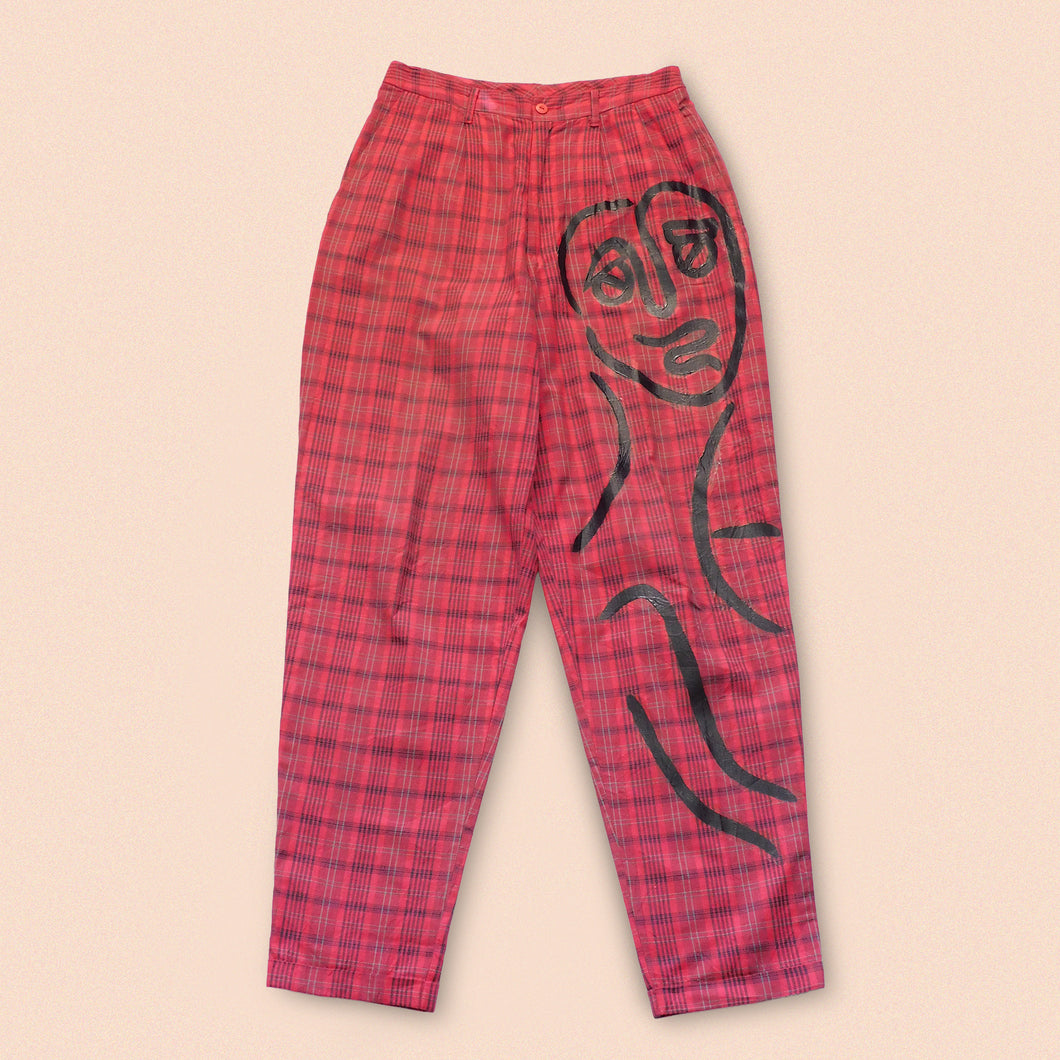 hand painted plaid trousers W29