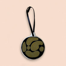 Load image into Gallery viewer, ceramic Christmas tree disk bauble - black and gold abstract shapes
